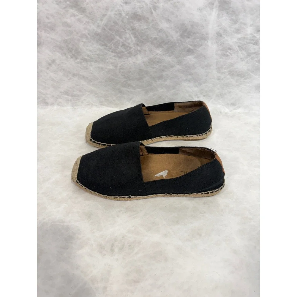 Vionic Valeri Black Canvas Espadrille Slip On Flats Orthotic Support 356VALE 8.5